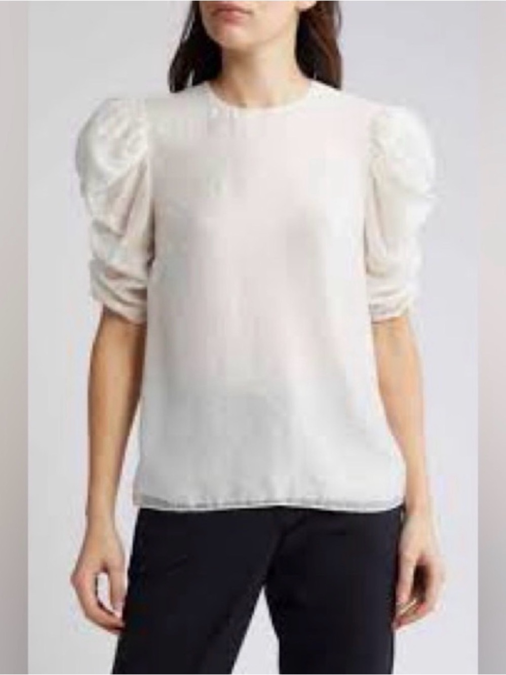 Ted Baker London White Blouse with Ruffle Sleeves Size 4 (Large)
